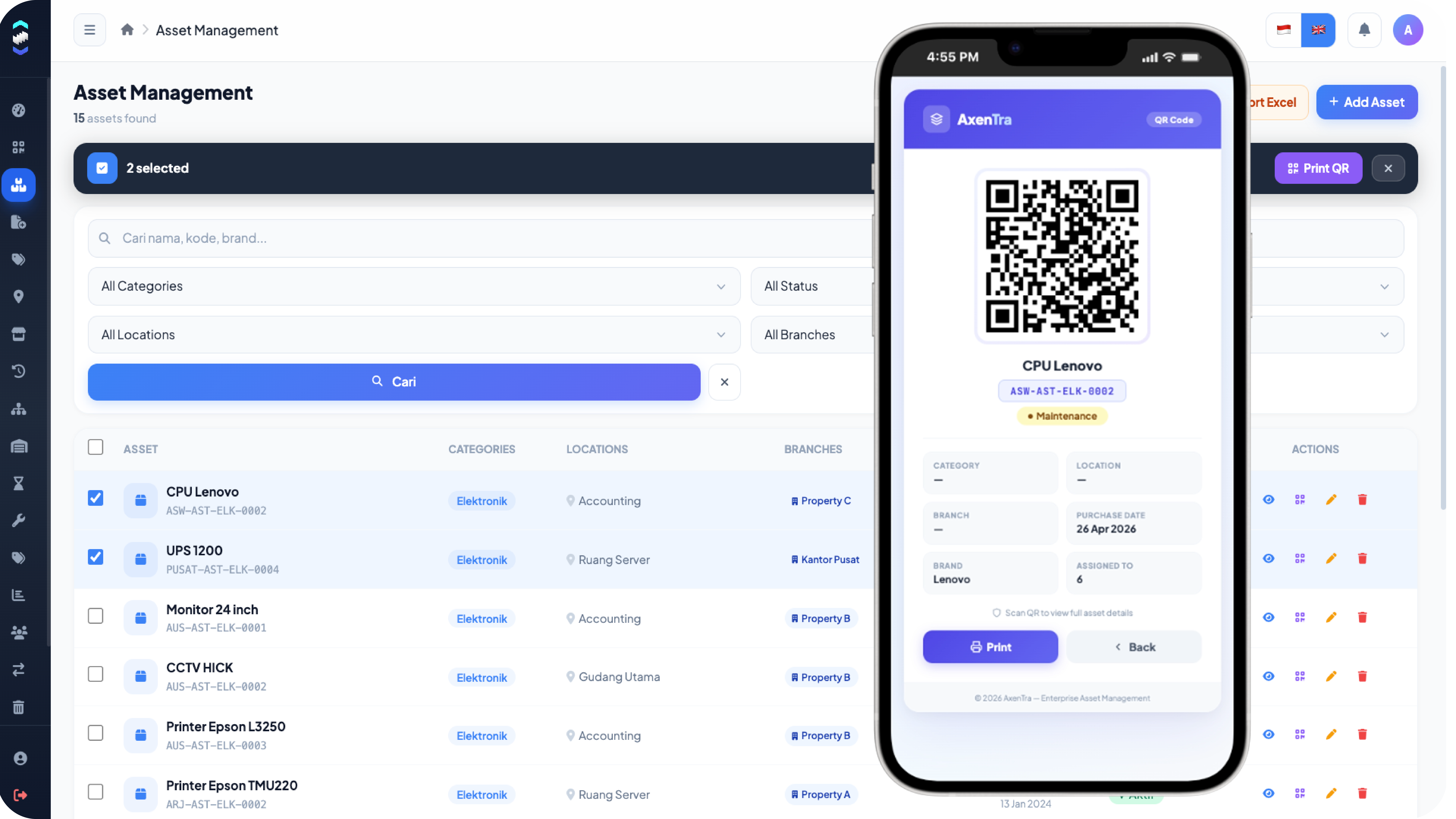 AxenTra Asset Management Feature